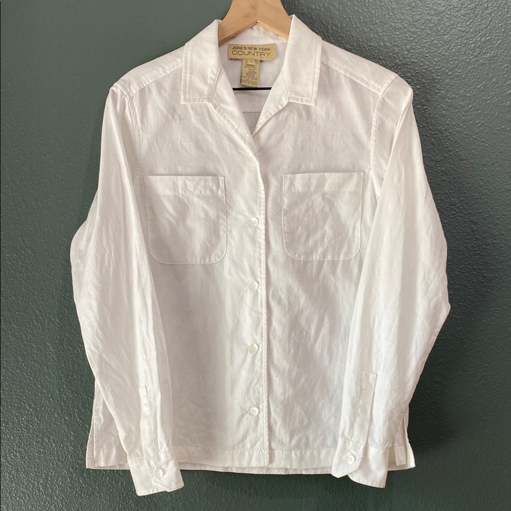 Jones New York Country Women's Sz 4 - 100% cotton long sleeve button down